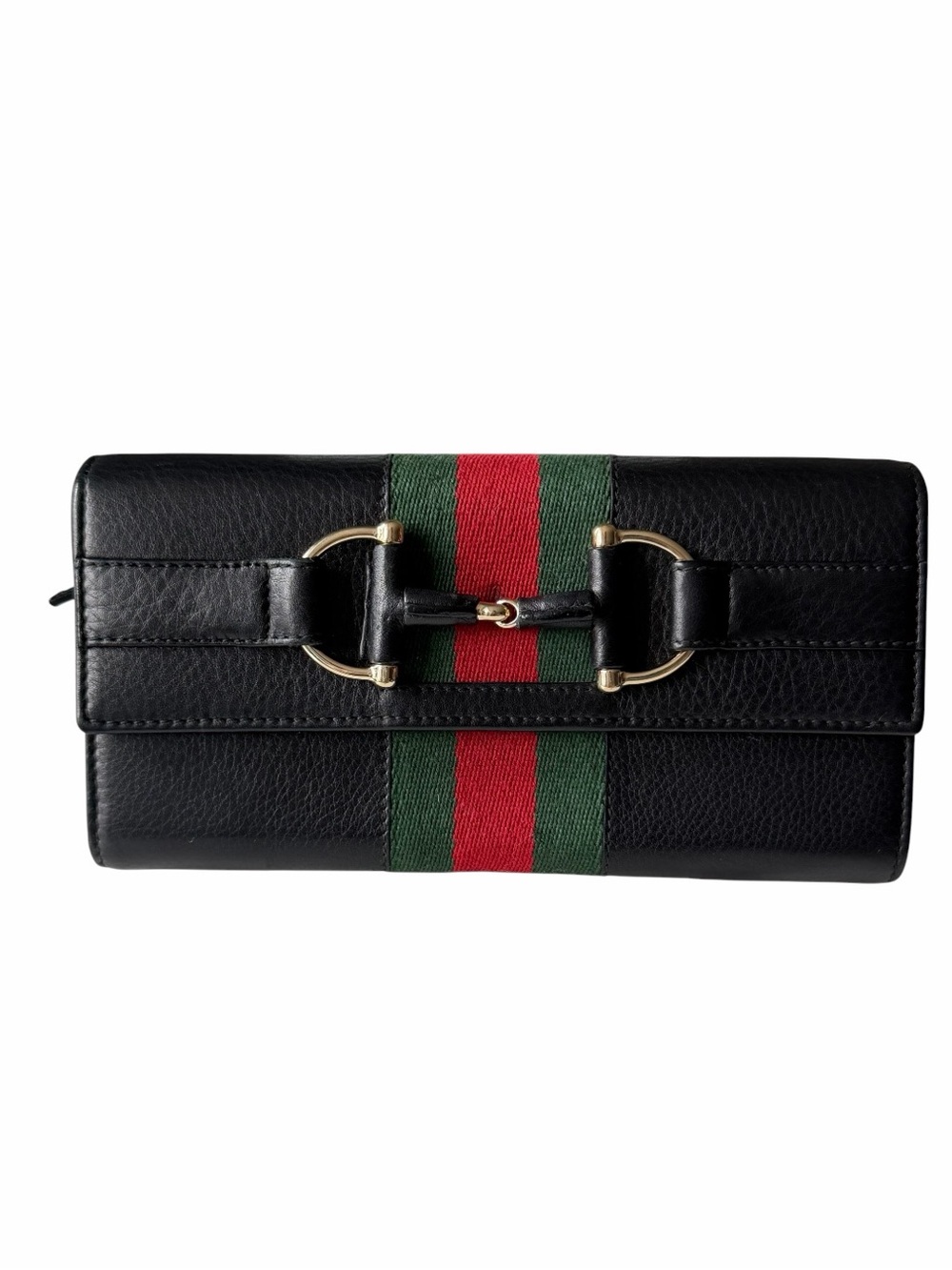 Gucci Horsebit Web Wallet On Chain Black Leather WOC Detachable Strap - Picture 3 of 15